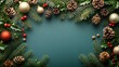 © SamsuAI - Christmas Background with Pinecones and Ornaments