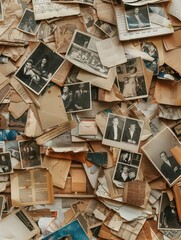 Fototapete - Vintage photo collage with copy space for mock up and creative projects in a rustic setting. Generative AI