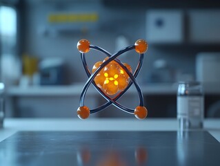 Poster - highly detailed and accurate 3d representation of a technetium atom showcasing its intricate electro