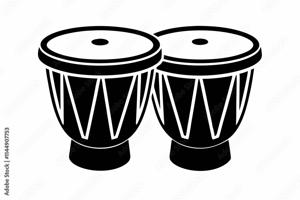 bongo drums line art silhouette vector illustration Stock Vector ...
