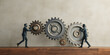 © EnesBerkay - A conceptual art piece featuring gears containing people, representing the role of human capital in business operations