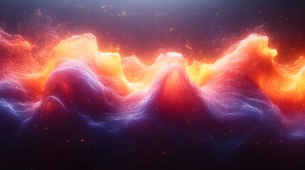 Poster - Mesmerizing animation showcasing the dynamic behavior of a wave packet undergoing absorption and emission at specific frequencies expressed through a vivid