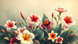 © SusDmi - Summer beautiful fantasy vintage wallpaper all tropical botanical flowers bunch,vintage motif for floral print digital background, enhance, with white tones