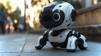 Aufkleber - exploring self-learning robots featuring advanced ai processors in urban environment