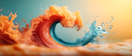 Poster - Captivating Aqueous Waves   Mesmerizing Abstract Fluid Motion and Undulating Energy Visualization in a Vivid Color Palette with Experimental Nature Inspired Aesthetics