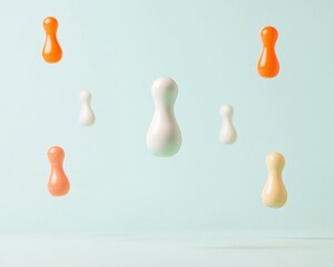 Aufkleber - Floating Game Pieces Abstract Muted Colors and Subtle Surrealism