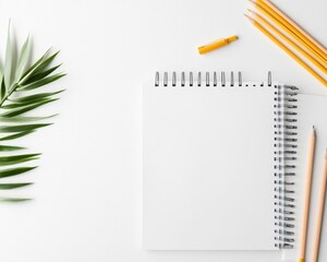 Aufkleber - Minimalist Study Table with Notebooks and Pencils in Soft Tones for Educational Themes