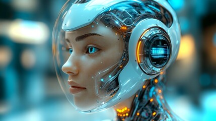 Poster - Virtual assistants powered by AI showcase advanced technology in futuristic setting