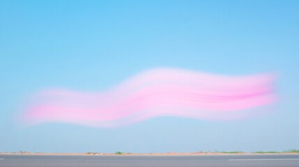 Poster - Abstract Flowing Pink Wave Over Clear Blue Sky in Rural India