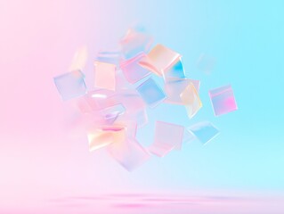 Aufkleber - Surreal Pastel Geometry with Floating Abstract Shapes and Soft Glow