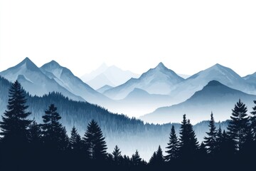 Wall Mural - Mountain Range with Trees