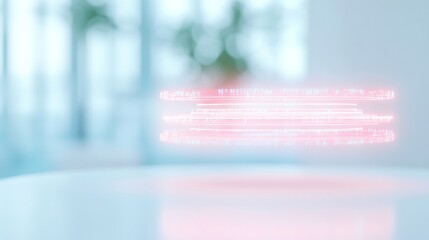 Aufkleber - Futuristic Holographic Elements on Table in Serene Classroom Setting
