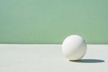 Aufkleber - Pastel Minimalism White Ball on Green Background Highlighting Surreal and Dynamic Simplicity