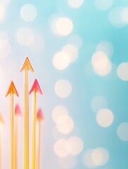 Poster - Multicolored Arrows on Pastel Background Symbolizing Focus and Collaboration