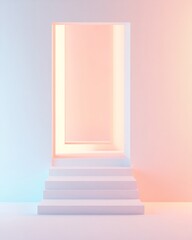 Poster - Minimalist Abstract Interior with Soft Glowing Pastel Light