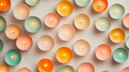 Poster - Vibrant Candle Arrangement Illuminates Night with Colorful Glow