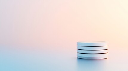 Fototapete - Minimalistic Pastel Disc Stack Against Textured Gradient Background