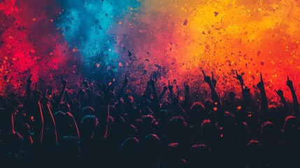 Wall Mural - Vibrant grainy gradient blue orange black psychedelic noise texture colors banner music cover retro party poster design copy space, Generative AI