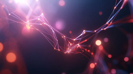 Poster - Dynamic network of interconnected lines glowing in vibrant colors against a dark backdrop