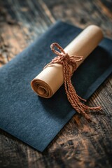 Wall Mural - Rolled Up Paper on Wooden Table