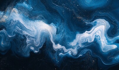 Wall Mural - Blue white abstract grainy textured background, smooth color flow, noise texture effect, copy space, Generative AI