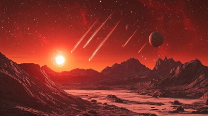Wall Mural - Alien landscape illustration
