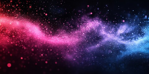 Wall Mural - Grainy abstract background, dark noisy poster black backdrop pink blue glowing color wave banner design, copy space, Generative AI