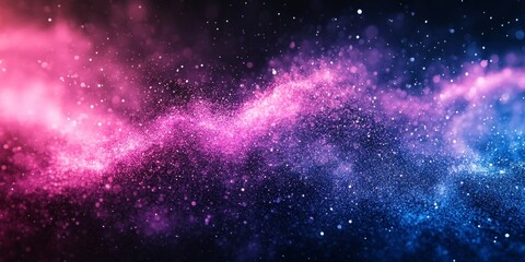Wall Mural - Grainy abstract background, dark noisy poster black backdrop pink blue glowing color wave banner design, copy space, Generative AI