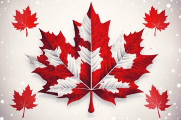 Poster - Vibrant maple leaf design in red and white, symbolizing canadian patriotism and celebration