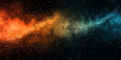 Wall Mural - Dark grainy gradient background teal orange light blue black red noise texture banner backdrop glowing colors poster design, Generative AI