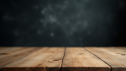 Aufkleber - The wood table top comes into sharp focus while the dark blackboard background is blurred out of sight._00001_
