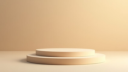 Aufkleber - The top sandstone product display platform features a beige color background with selective focus on the main item._00002_