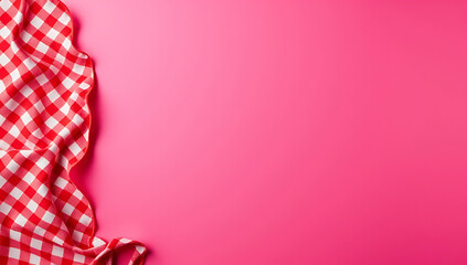 Poster - The red checkered fabric is set against a bright pink background creating a lively and playful visual effect overall._00003_