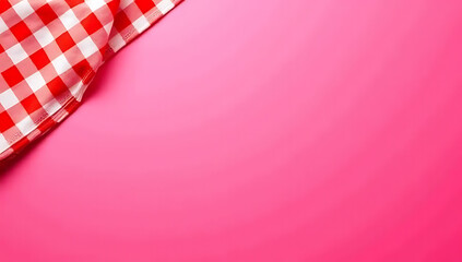 Poster - The red checkered fabric is set against a bright pink background creating a lively and playful visual effect overall._00002_