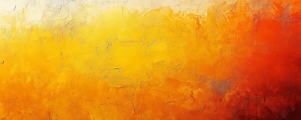 Wall Mural - Orange yellow gradient background wide web header grainy texture vibrant colors banner design copy space, Generative AI