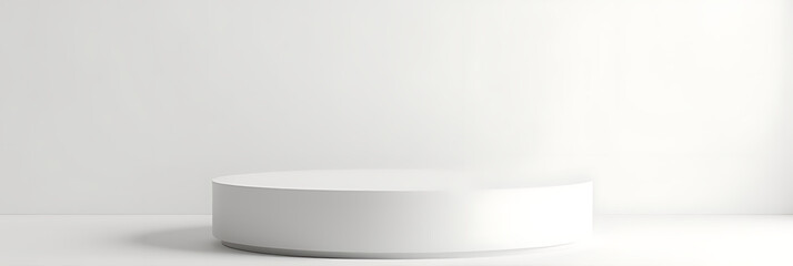 Poster - Simple white stone pedestal with minimal stand for presentation product display backgrounds in a clean and sleek design style._00001_