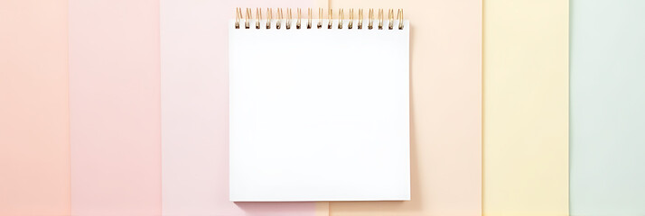 Aufkleber - Simple white paper notepad placed on various pastel colored backgrounds creating a clean flat lay design aesthetic._00003_