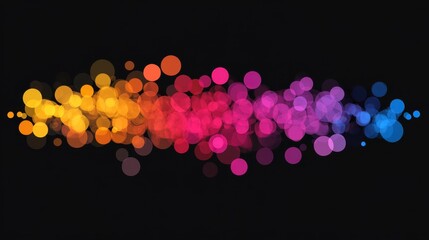 Poster - Vibrant horizontal wave of overlapping colored circles, ranging from yellow to blue, against a black background