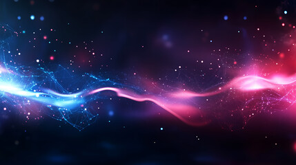 Poster - vibrant energy waves of blue and pink create a mesmerizing abstract digital background