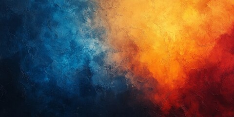 Wall Mural - Grainy background abstract dark orange yellow blue color gradient black noise texture banner poster header backdrop design, Generative AI