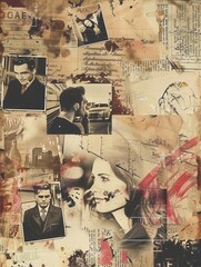 Leinwandbilder - Creative collage showcasing vintage photographs with artistic elements and ample copy space for customization. Generative AI