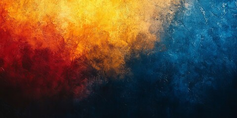 Wall Mural - Grainy background abstract dark orange yellow blue color gradient black noise texture banner poster header backdrop design, Generative AI