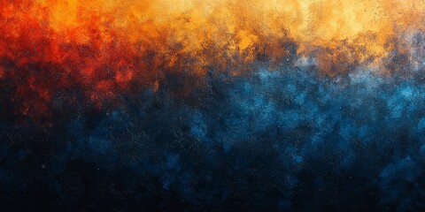 Wall Mural - Vibrant grunge grainy background, blue orange red black noise texture color gradient, backdrop header poster banner design, Generative AI