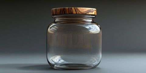 Poster - Glass jar with wooden lid displayed on a dark background in a modern setting showcasing minimalist design