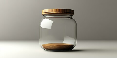 Poster - Glass jar with wooden lid positioned on a smooth surface with soft lighting