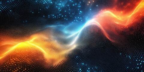 Wall Mural - Grainy gradient background retro glowing color flow wave orange blue white yellow black backdrop noise texture abstract banner poster header design, Generative AI