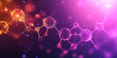 Poster - Colorful molecular structures illuminated by light in a vibrant scientific illustration of chemistry concepts