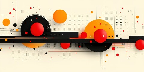 Poster - Modern abstract design featuring geometric shapes in vibrant colors against a neutral background