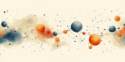 Poster - Colorful abstract representation of molecular structure with vibrant hues and artistic dots