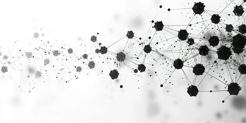 Poster - Abstract black and white network design depicting connections and relationships in a digital environment